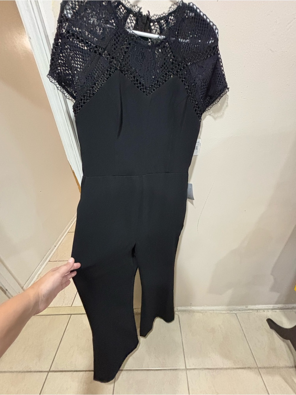 Nordstrom Black Lace Yoke Jumpsuit